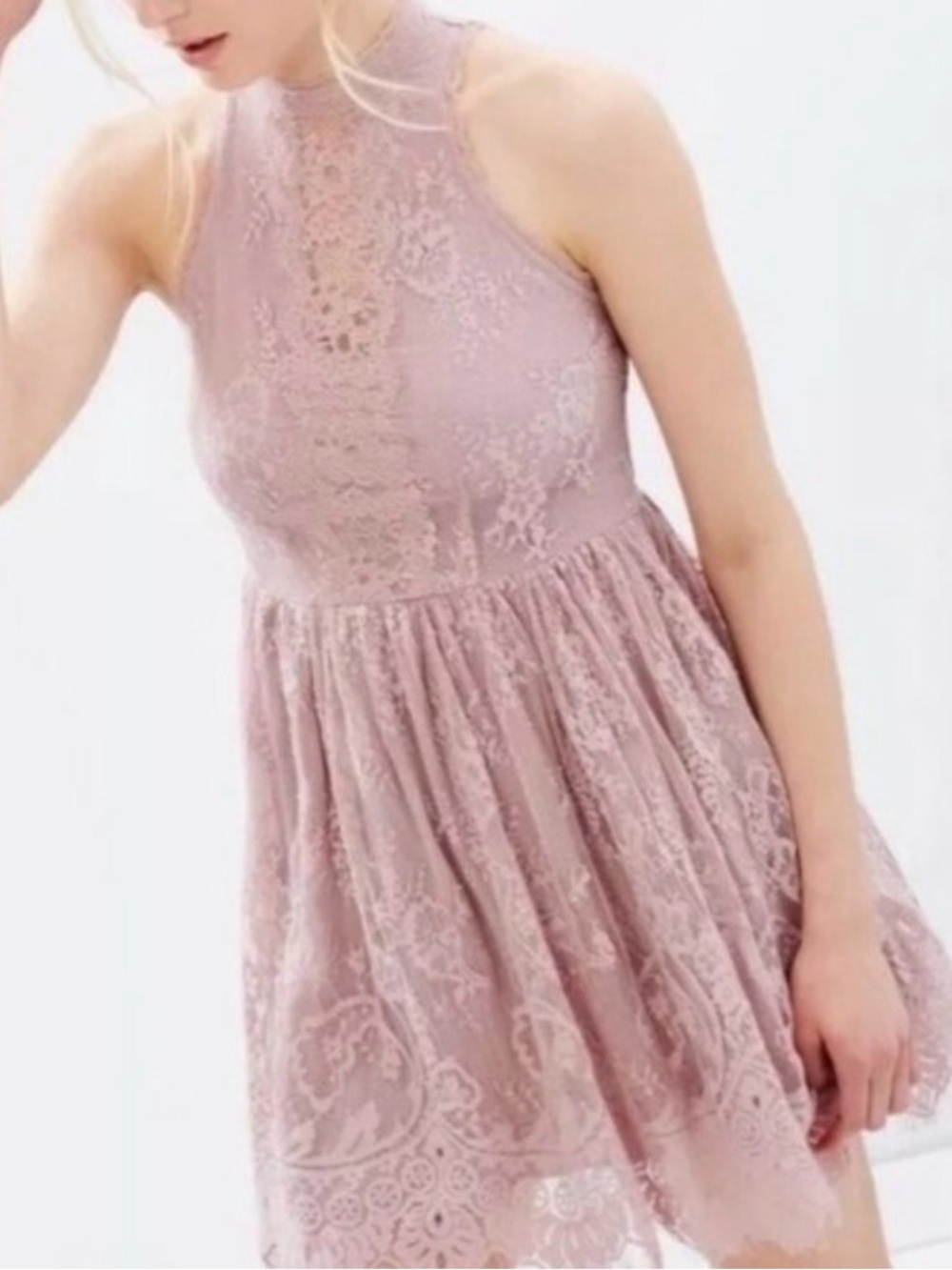 Free People Lace Halter Dress - Dusty Rose